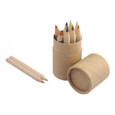 自然木色颜色铅笔套装(圆柱盒)
